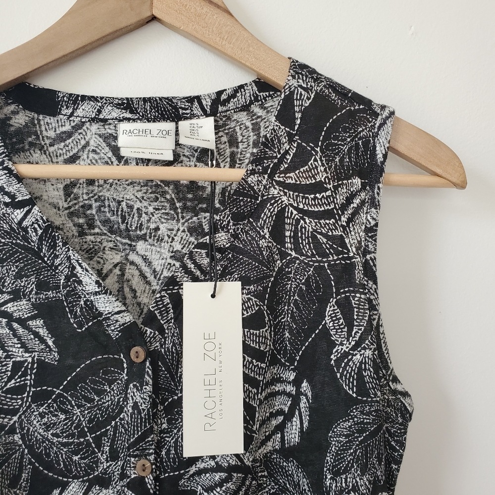 Rachel Zoe • Palm Print Linen Tied Tank NWT